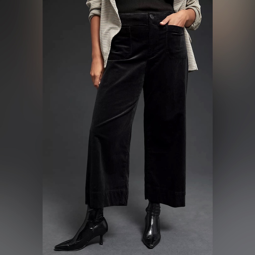 Black Maeve Colette Cropped Wide-Leg Corduroy pants - 24W-NWT
